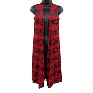 LuLaRoe Duster Cardigan Women Size S Sleeveless Floral Open Front Whimsigoth Y2K